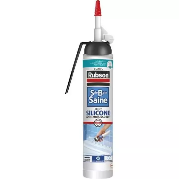 Mastic sanitaires - RUBSON - 2683038 - Joint - Facile - Salle de bain Saine - Mastic - Blanc - 200ml