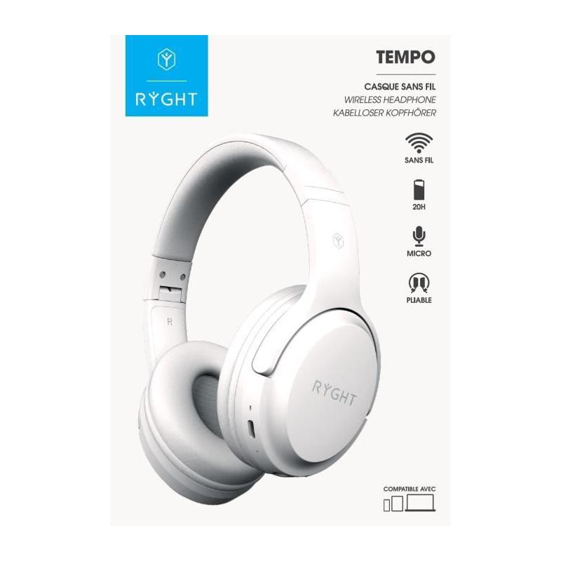 Casque sans fil élégant Blanc nacré - RYGHT TEMPO