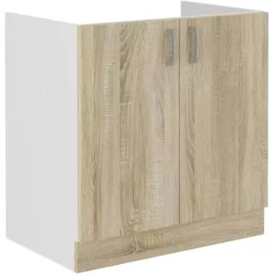 Meuble bas évier chêne sonoma - 2 portes - L80xP48xH82 cm