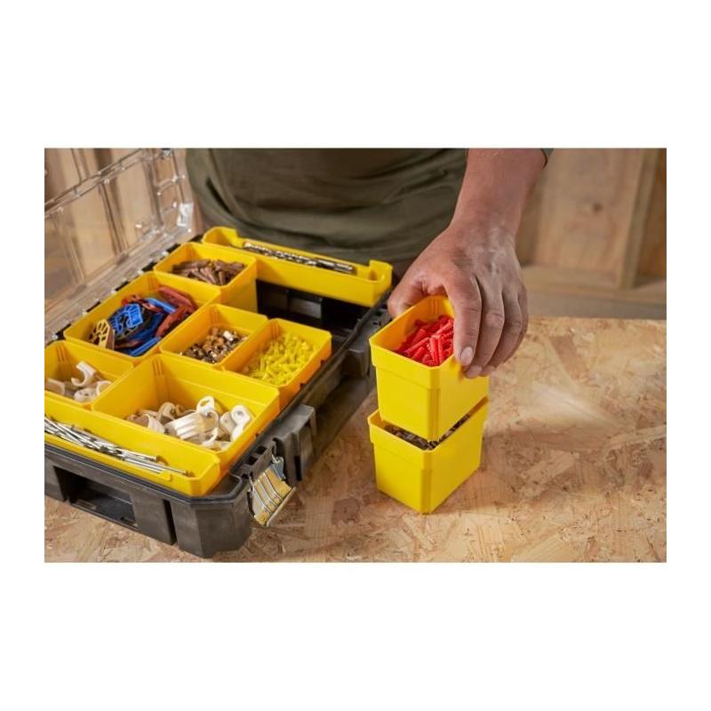 Organiseur Stanley Fatmax Tstak - Grande capacité et 10 compartiments - Noir