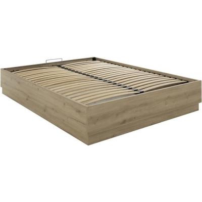 Lit coffre TIDY 160x200 cm Chêne/Ecru avec Sommier - GAMI