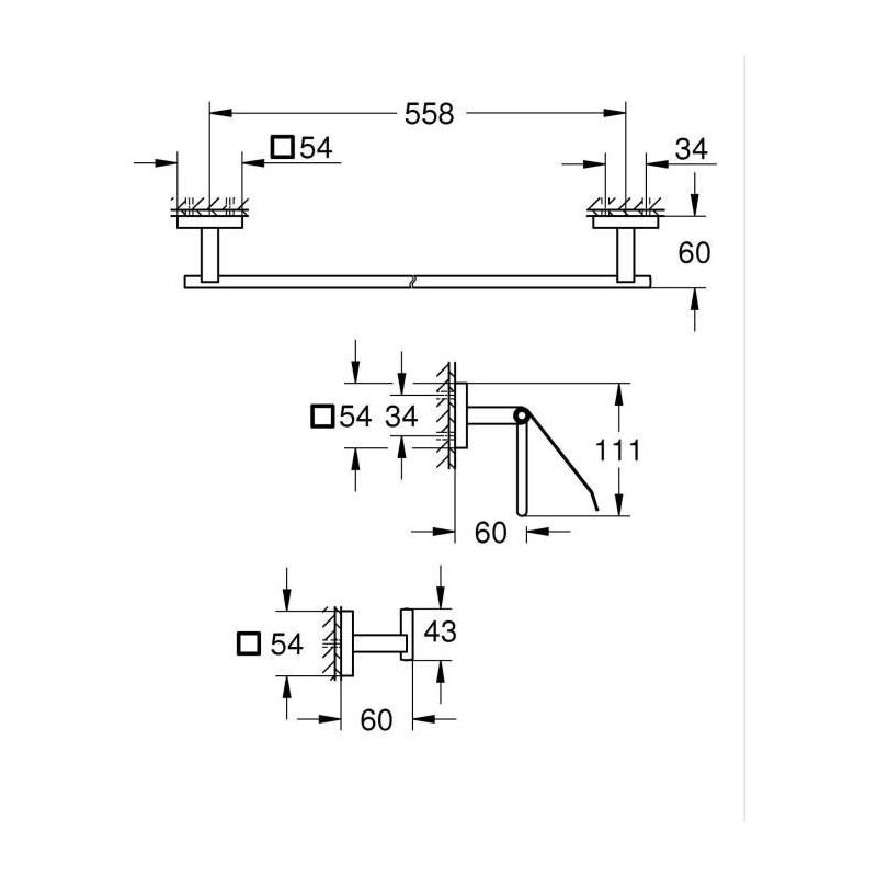 Ensemble d'accessoires 3 en 1 GROHE Start Cube - Chromé