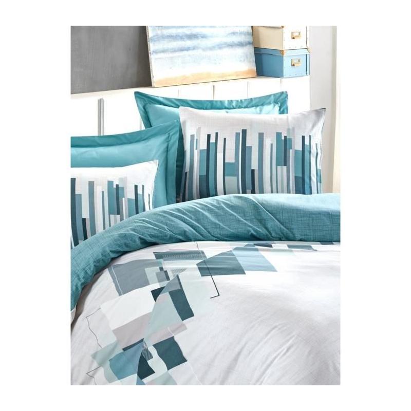 Parure de lit - 1 housse de couette 220 x 240 cm + 2 taies d'oreiller 60 x 60 cm - 100% coton renforcé - Vert