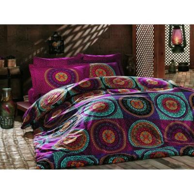 Parure de lit - 182TRK62220 - 1 housse de couette 220 x 240 cm + 2 taies d'oreiller 60 x 60 cm - 100% coton ranforcé - Fuchsia
