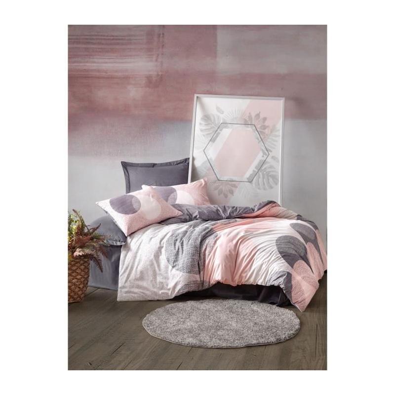 Parure de lit - 1 housse de couette 220 x 240 cm + 2 taies d'oreiller 60 x 60 cm - 100% coton renforcé - Gris