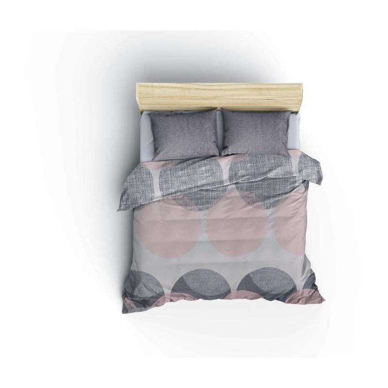 Parure de lit - 1 housse de couette 220 x 240 cm + 2 taies d'oreiller 60 x 60 cm - 100% coton renforcé - Gris