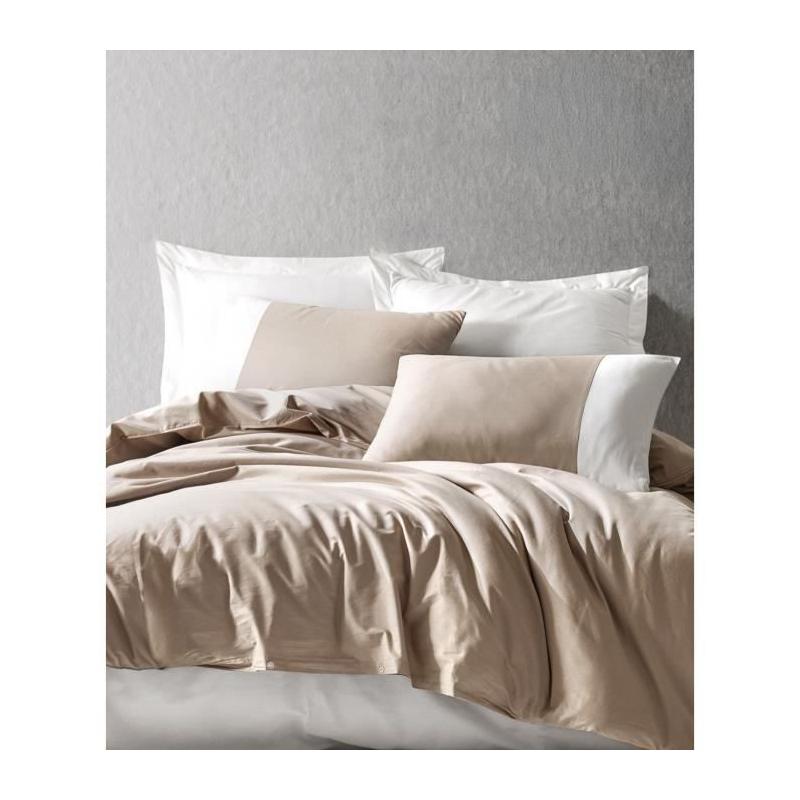Parure de lit - 1 housse de couette 220 x 240 cm + 2 taies d'oreiller 60 x 60 cm - 100% coton renforcé - Vison