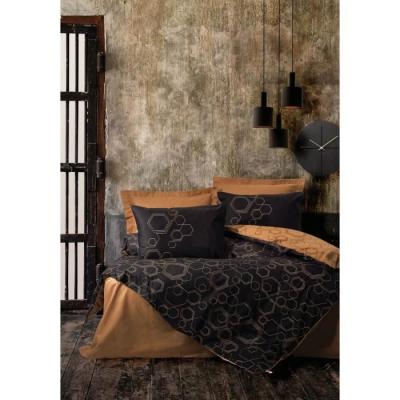 Parure de lit - 129CTN62708 - 1 housse de couette 220 x 240 cm + 2 taies d'oreiller 60 x 60 cm - 100% coton ranforcé - Cuivre