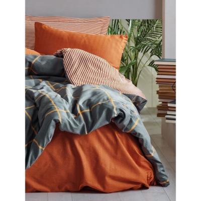 Parure de lit - 1 housse de couette 220 x 240 cm + 2 taies d'oreiller 60 x 60 cm - 100% coton renforcé - Cannelle