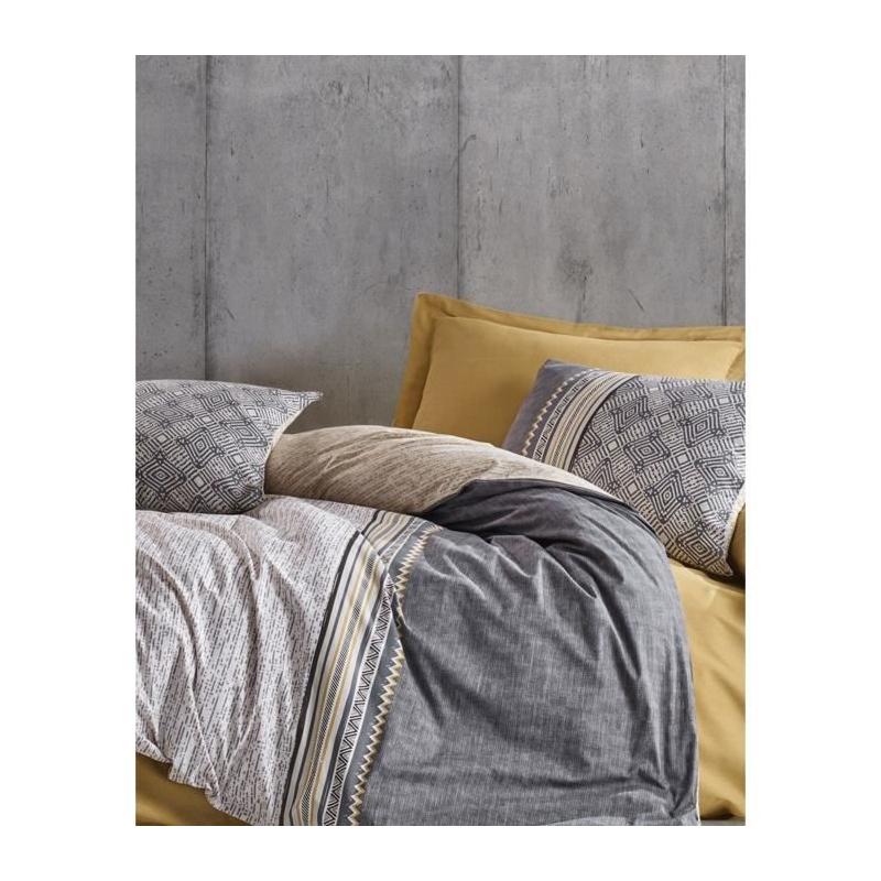 Parure de lit - 1 housse de couette 220 x 240 cm + 2 taies d'oreiller 60 x 60 cm - 100% coton renforcé - Gris