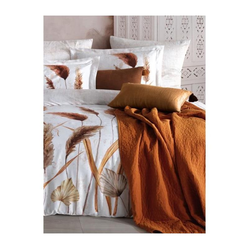 Parure de lit - 1 housse de couette 220 x 240 cm + 2 taies d'oreiller 60 x 60 cm - Satiné 100% coton - Blanc