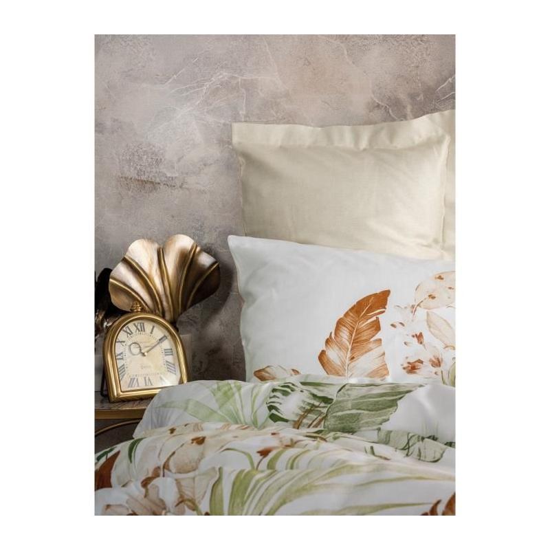 Parure de lit satinée 100% coton - Beige