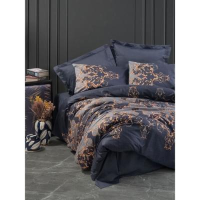 Parure de lit satinée 100% coton - Bleu