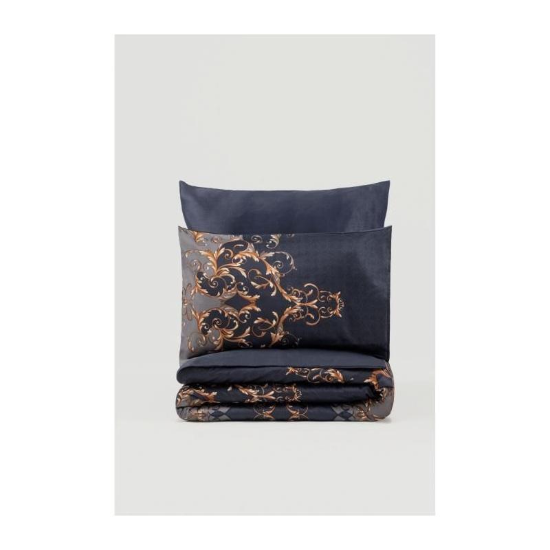 Parure de lit satinée 100% coton - Bleu