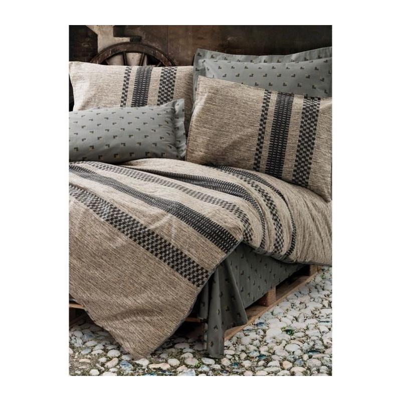 Parure de lit 100% coton renforcé - Brun