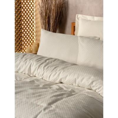 Parure de lit Crème 100% coton renforcé - 220x240cm + 2 taies - PARURE DE COUETTE