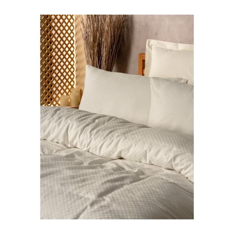 Parure de lit Crème 100% coton renforcé - 220x240cm + 2 taies - PARURE DE COUETTE