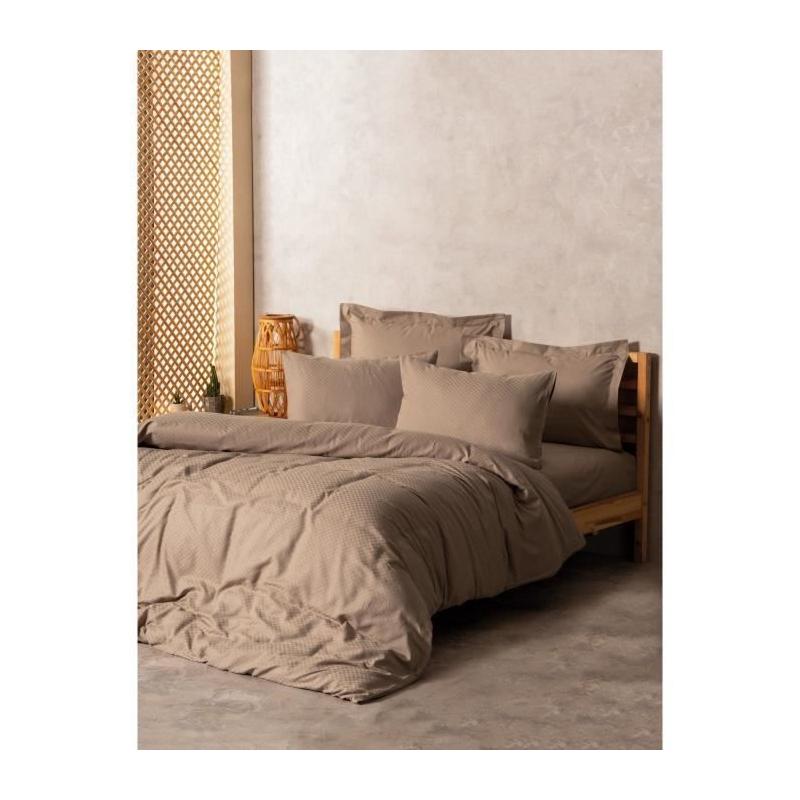 Parure de lit Vison 100% coton renforcé - 1 housse 220x240cm + 2 taies 60x60cm