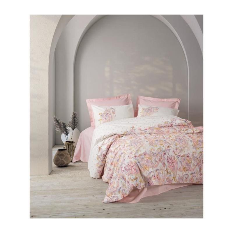 Parure de lit en coton renforcé 220x240 cm - Rose