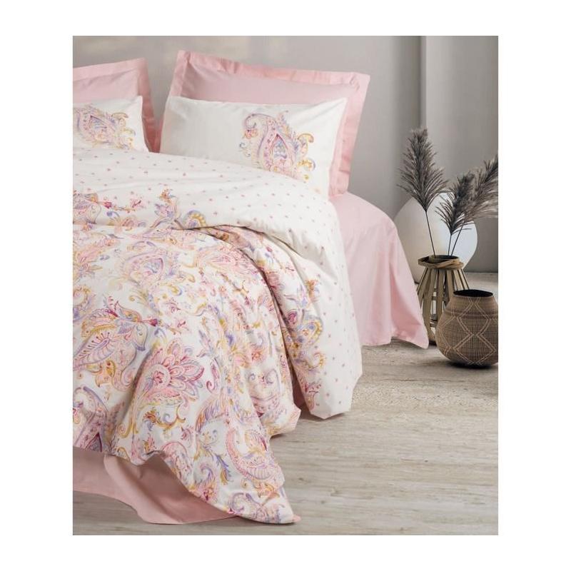 Parure de lit en coton renforcé 220x240 cm - Rose