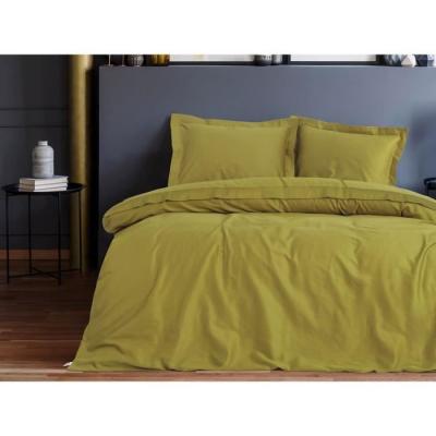 Parure de lit satinée 100% coton - Vert - 1 housse de couette + 2 taies - 220x240 cm