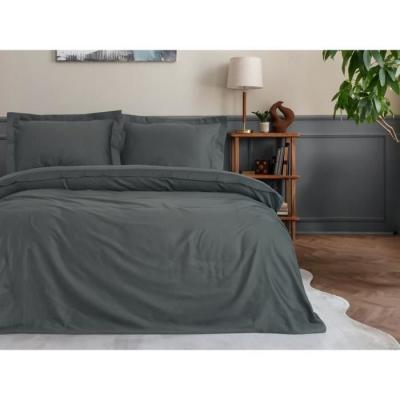 Parure de lit satinée 100% coton - Anthracite