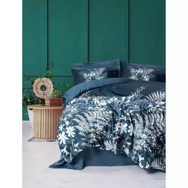 Parure de lit - 1 housse de couette 220 x 240 cm + 2 taies d'oreiller 60 x 60 cm - Satiné 100% coton - Vert