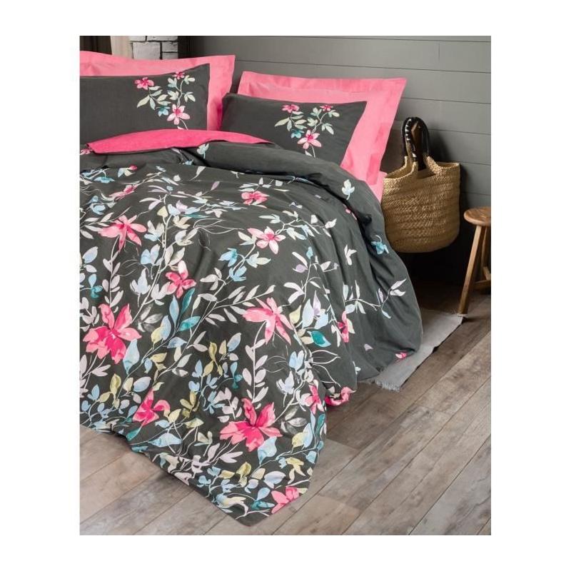 Parure de lit 220x240 cm - 100% coton - Rose
