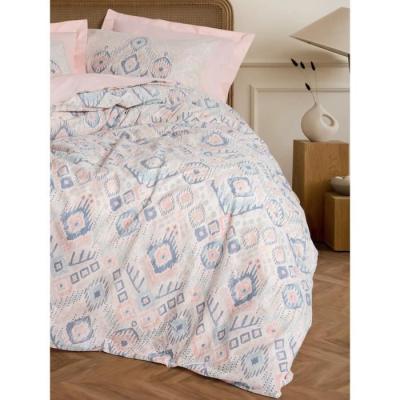 Parure de lit 220x240 cm + 2 taies 60x60 - 100% coton renforcé - Saumon