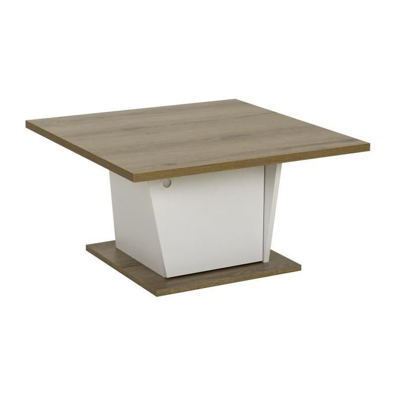 Table basse bar - ATOS - Carré - Chene Helvezia / Blanc - 69 x 69 x 38 cm