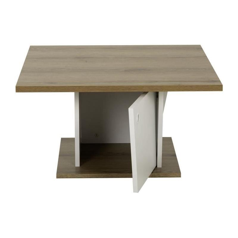 Table basse bar - ATOS - Carré - Chene Helvezia / Blanc - 69 x 69 x 38 cm