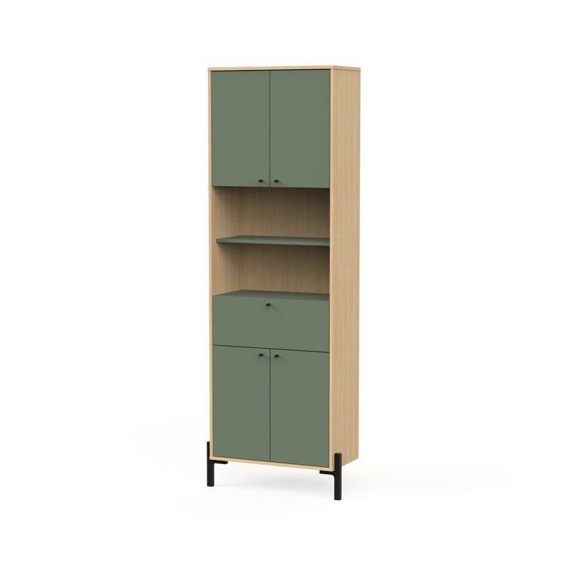 Armoire de salle de bain ELISA - Design vert et chêne