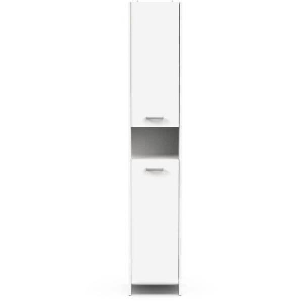 Colonne lingere de salle de bain - Blanc mat - 2 portes - L34,2 x P33 x H185 cm - DEMEYERE