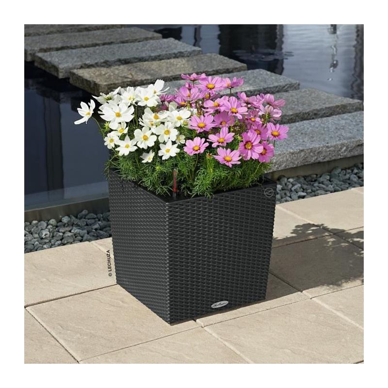 Jardiniere - Cube cottage 40 - Kit complet - Granit - 31 L - LECHUZA