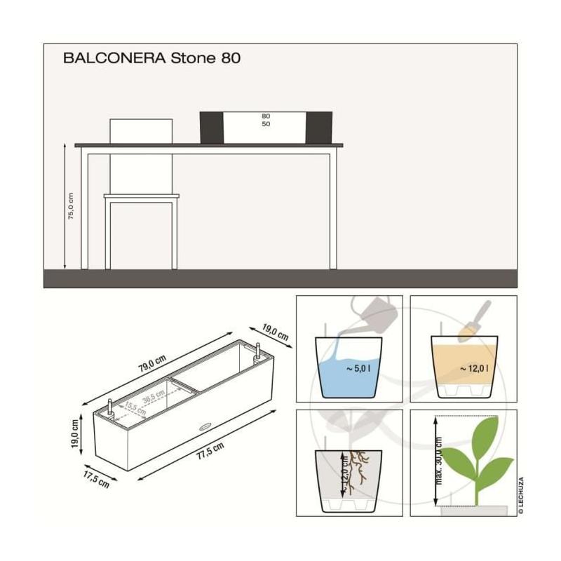 Jardinière BALCONERA Stone 80 Beige tout-en-un