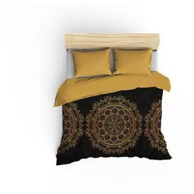 Parure de lit satinée 100% coton - Noir