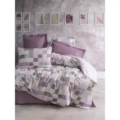 Parure de lit - 1 housse de couette 220 x 240 cm + 2 taies d'oreiller 60 x 60 cm - 100% coton renforcé - Rose