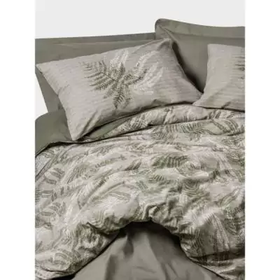 Parure de lit 220x240cm + 2 taies 60x60cm - Coton renforcé - Kaki