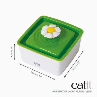 Fontaine a eau pour chat a fleur mini - CATIT - Flower mini - 1,5L - Accessible chatons et chats de petite taille - Vert
