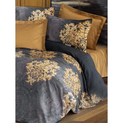 Parure de lit satinée 100% coton - Anthracite - 220x240cm