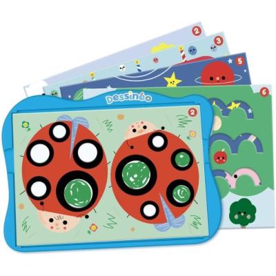 Jeu de loisirs créatifs - NATHAN - Dessinéo premiers dessins - 16 modeles évolutifs - A partir de 2 ans - Bleu