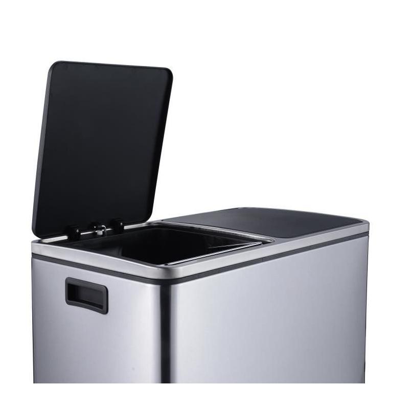 KITCHEN MOVE Poubelle de cuisine a pédale tri sélectif - Acier 60L (30+30) MAJOR