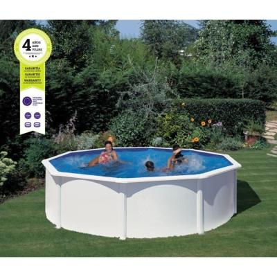 Kit Piscine hors sol blanche Ø480 x 132 cm + Filtre sable & échelle