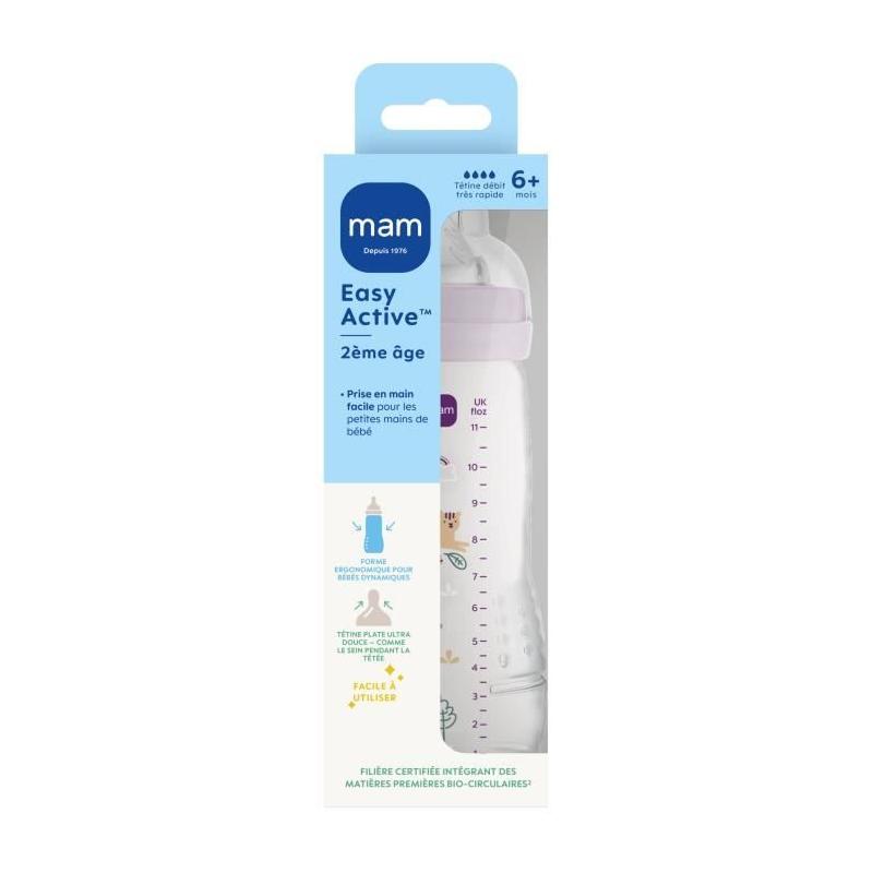 Biberon - MAM BABY - Easy Active - +6 mois - 330 ml - Tétine débit X - Lilas