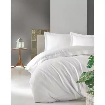 Parure de lit satinée 100% coton - Blanc