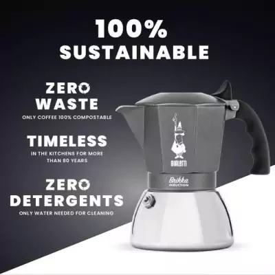 Cafetière Italienne BIALETTI - BRIKKA - Induction 4 tasses