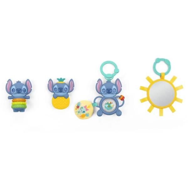 DISNEY BABY - STITCH - Coffret Cadeau Naissance? Bapteme- 4 jouets bébé , Hochet, Anneau de dentition, Jouets multisensoriels