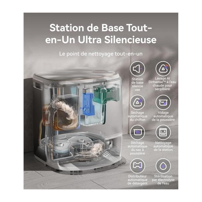 Narwal Freo Z Ultra - Aspirateur Robot Laveur avec Station - Double Puce IA - Évitement d'obstacles - Aspiration 12000 Pa
