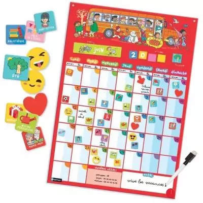 Planning magnétique Nathan pour enfants - Calendrier perpétuel