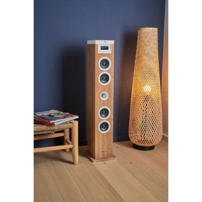 Tour haut-parleur Thomson 60W Bluetooth/CD/USB/SD Blanc/Bois